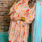 Plus Size Mix Floral Puff Sleeve Ruffled Dress
