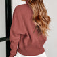 Zip Up Stand Collar Ribbed Thumbhole Sleeve Sweatshirt