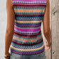 Ethnic Wavy Pattern Round Neck Sleeveless Top