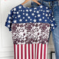 Western Flag Print Patchwork T-shirt