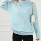 Ribbed Patch Pocket Cowl Neck Tunic Sweater