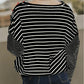 Stripe Patchwork Loose Long Sleeve Tee