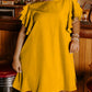 Orange Tiered Ruffled Sleeve Plus Size Mini Dress