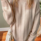 Solid Color Cable Knit Ribbed Loose Sweater