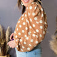 Plus Size Polka Dot Ruched Neckline Puff Sleeve Blouse