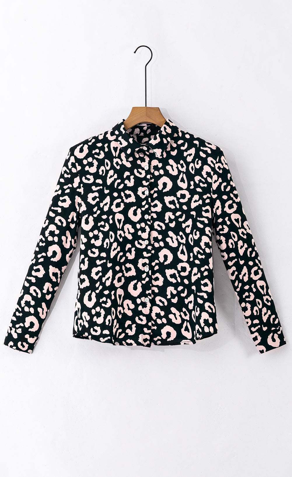Leopard Print Button Up Long Sleeve Shirt