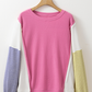 Exposed Seam Striped Color Block Patchwork Long Sleeve Top