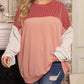 Plus Size Ribbed Colorblock Long Sleeve Top