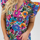 Ruffled Flutter Sleeve Floral Print Blouse