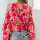 Floral Print Tiered Bell Long Sleeve Buttoned Bodysuit