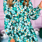 Floral Tiered Long Puff Sleeve Shirt Dress