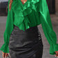 Ruffles Cascading V Neck Shirt