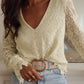 Floret Lace V Neck Long Sleeve Blouse