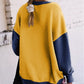 Color Block Thumbhole Sleeve Drop Shoulder Sweatshirt