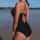 Ethnic Geometry Accent One Piece Swimsuit