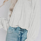Striking Pleated Flared Cuff Long Sleeve Blouse
