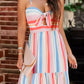 Striped Print Knotted Cutout Sleeveless Dress