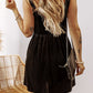 Velvet Square Neck Sleeveless High Waist Mini Dress with Pockets