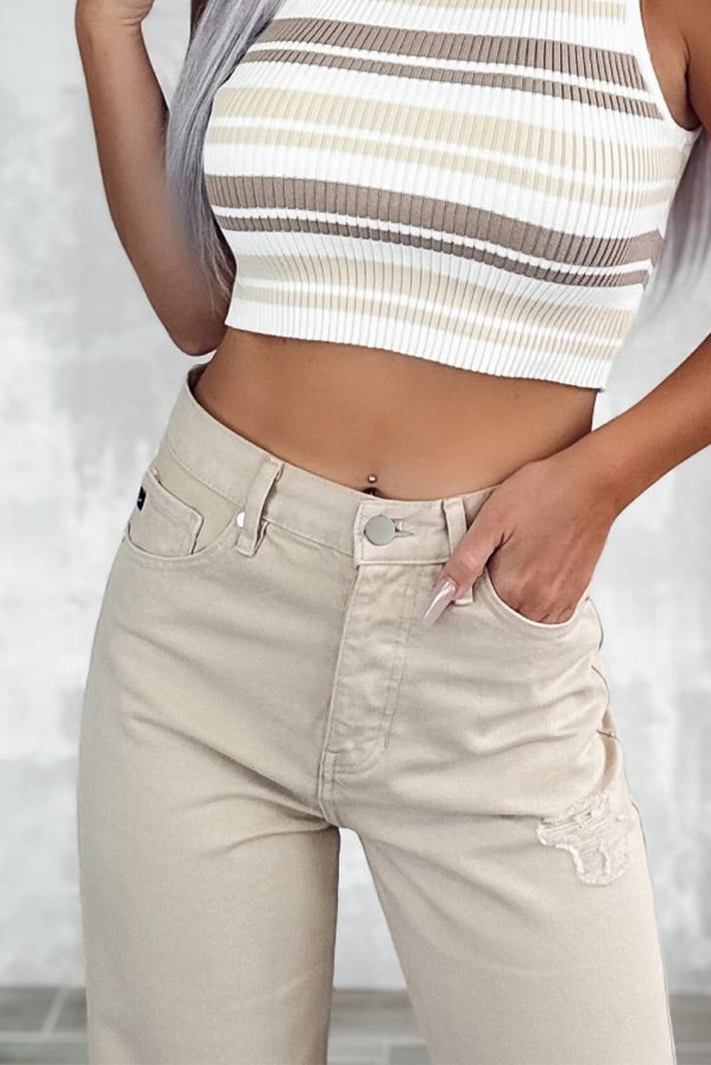High Waist Ripped Wide-Leg Jeans