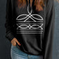 Western Pattern Print Round Neck Pullover Sweatshirt