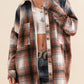 Retro Plaid Button up Long Sleeve Shacket with Pockets