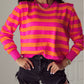 Stripe Shoulder Pad Round Neck Sweater