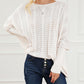 Ribbed Hollow Knit Dolman Sleeve Sweater