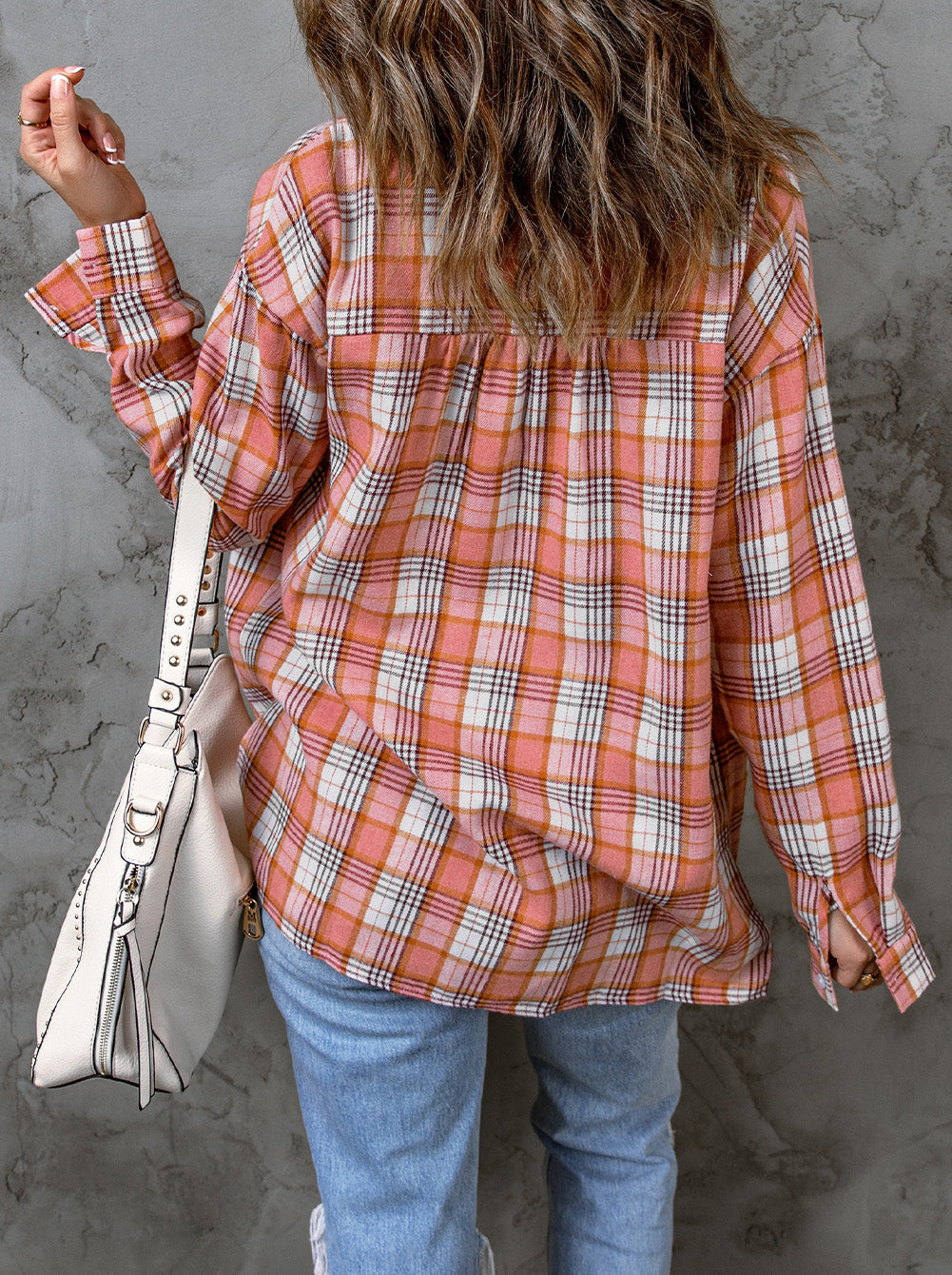 Classic Plaid Print Side Slit Shirt