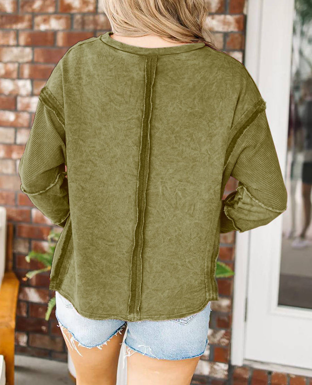 Exposed Seamed High Low Raw Edge Sweatshirt