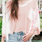 Floral Lace Crochet Patchwork Batwing Sleeve Blouse