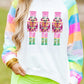 Sequin Colorblock Sleeve Nutcracker Graphic Sweatshirt