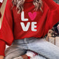 Red Valentine LOVE Letter Embroidered High Neck Sweater