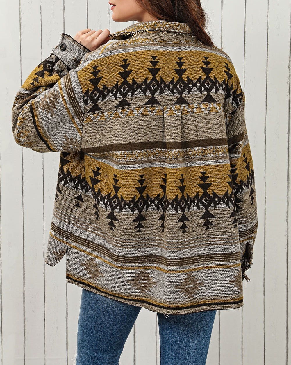 Brown Western Aztec Print Jacket