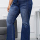 Plus Size Stitching Washed Flare Jeans