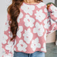 Floral Pattern Crew Neck Long Sleeve Loose Sweater