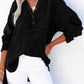 Crinkle Textured Loose Henley Top