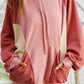 Drawstring Pullover Pocketed Colorblock Sweatshirt