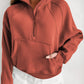 Zip Up Stand Collar Ribbed Thumbhole Sleeve Sweatshirt