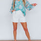 Floral Split Neck Ruffled Puff Sleeve Blouse