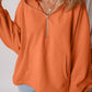 Fleece Lined Half Zipper Kangaroo Pockets Loose Hoodie