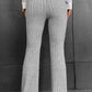 Solid Color High Waist Ribbed Flare Pants