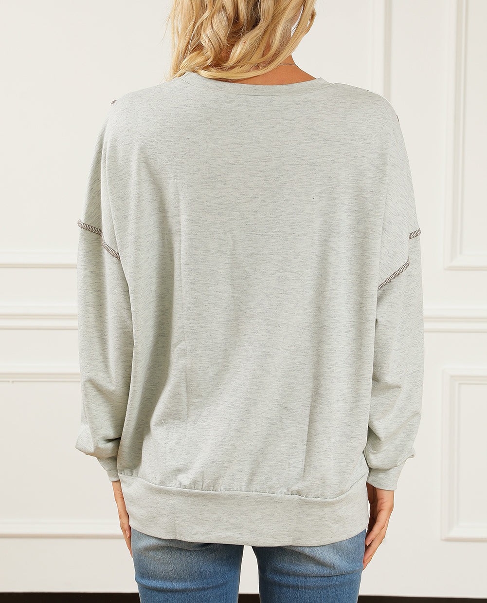 Leopard Texture Splicing Loose Sweatshirt