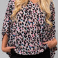 Multicolor Leopard Print V Neck Oversized Blouse