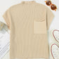 Patch Pocket Ribbed Knit Short Sleeve Sweater