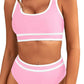 Contrast Trimmed U Neck High Waist Bikini