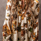 Gorgeous Floral Split Neck Flounce Sleeve Blouse