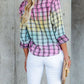 Multicolor Tie Dye Plaid Button Up Shirt