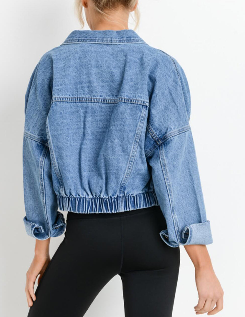 Medium Wash Chunky Cropped Denim Jacket