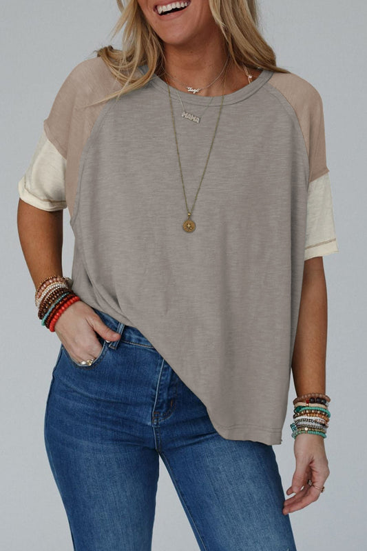 Simply Exposed Seam Colorblock Loose Tee