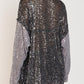 Sequin Color Block Patch Pocket Shirt